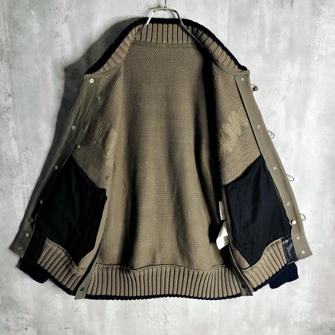 極美品☆sacai エリックヘイズ 刺繍 ニットブルゾン スタジャン レザー