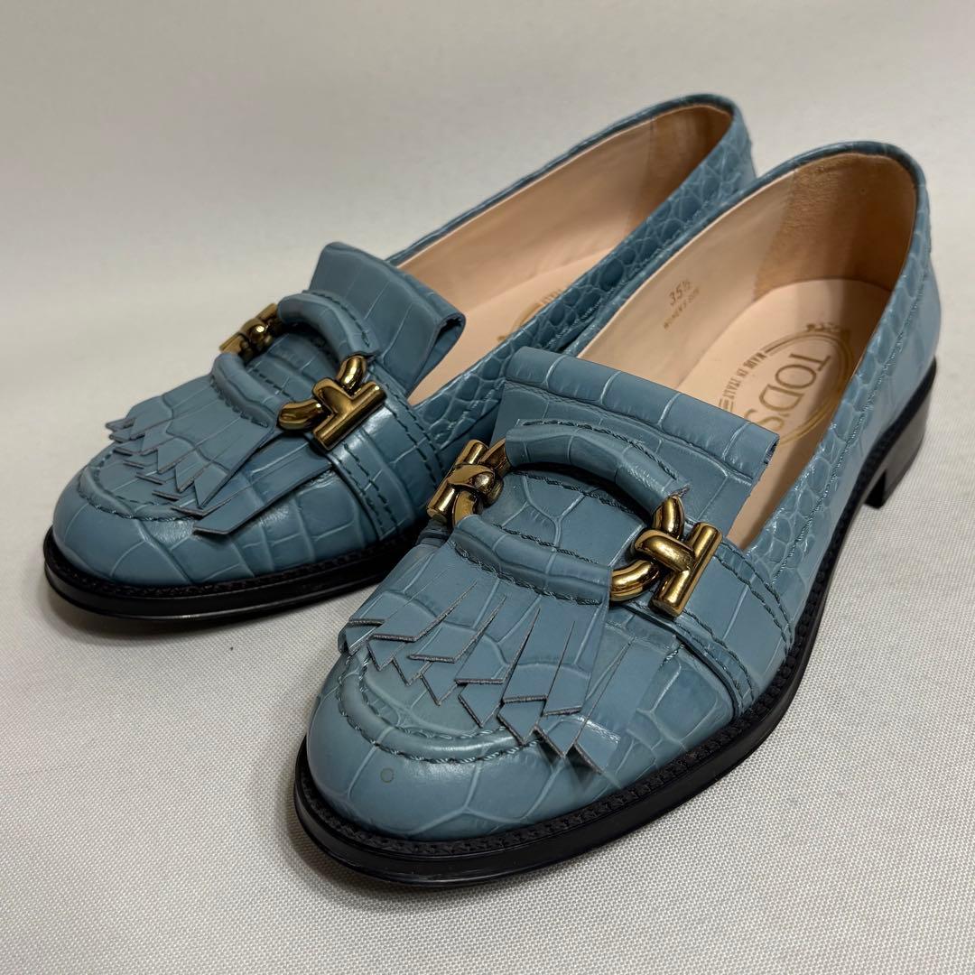 TOD'S トッズ クロコ型押し レザー キルトローファー T金具 - メルカリ
