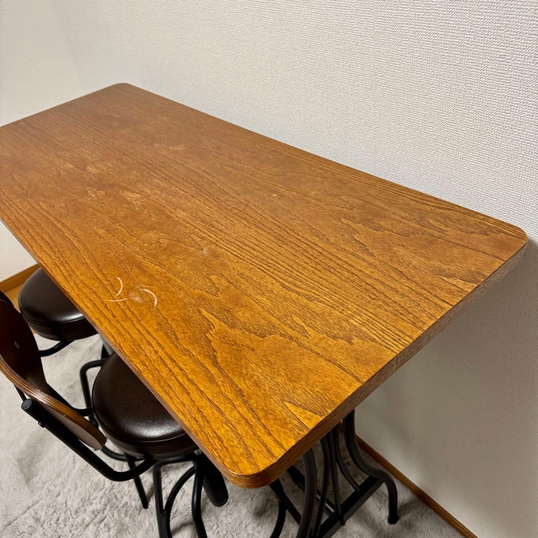 【田中　太郎】カウンターテーブル 昇降チェア 足置き ２脚セット