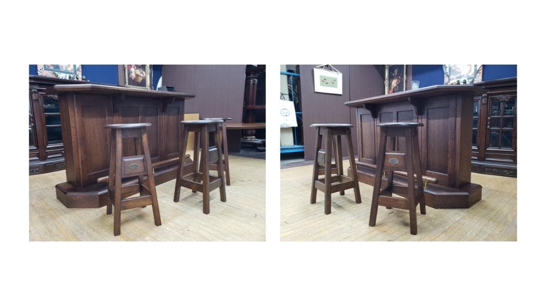 J30 美品！ 蝦夷民芸家具 えぞ家具 ホームバーカウンター4点セット 2025