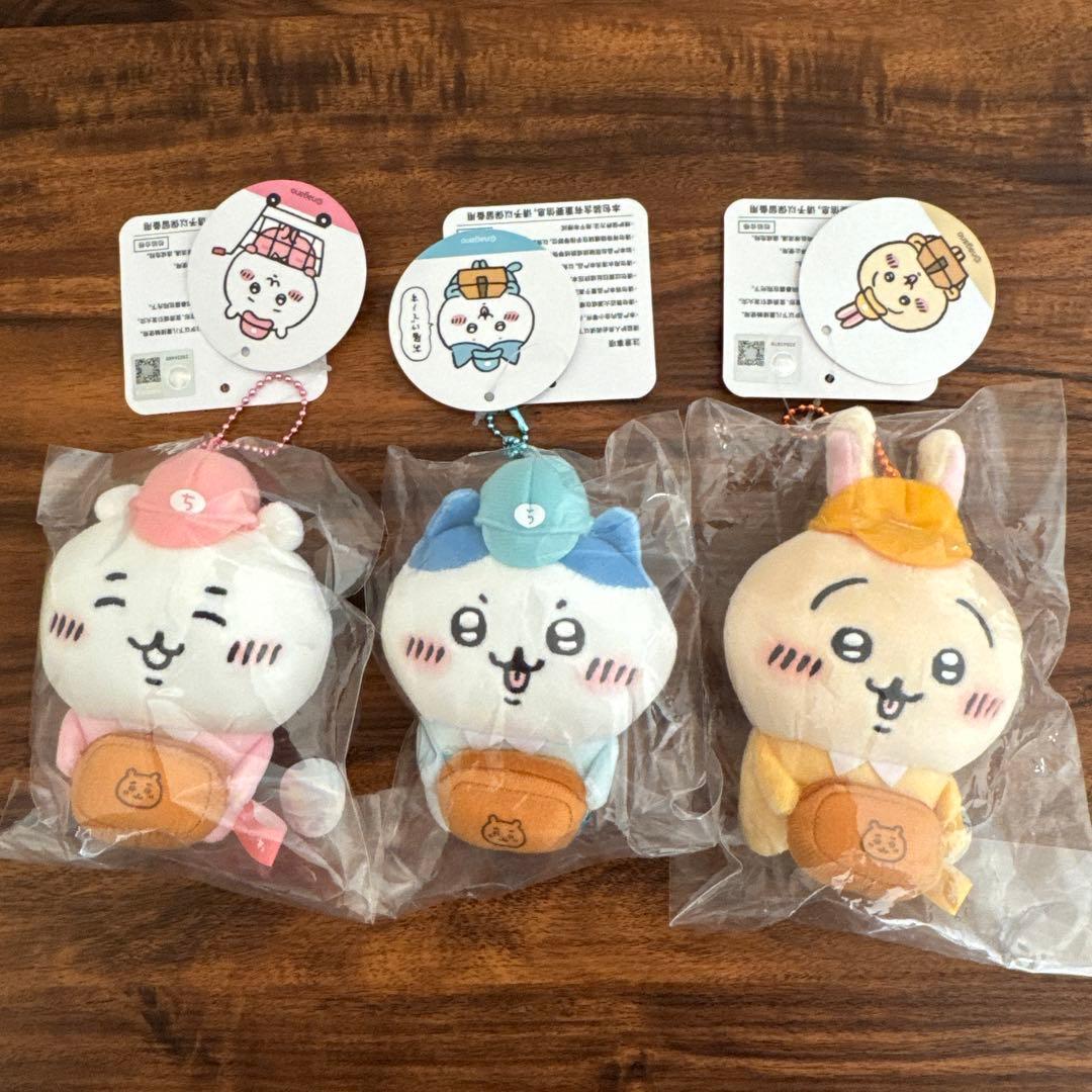 【即日発送】ちいかわ 働くスタッフさんマスコット3点セット③ハチワレ うさぎ ちいかわマーケット 働くスタッフさんマスコット3種セット（セット購入