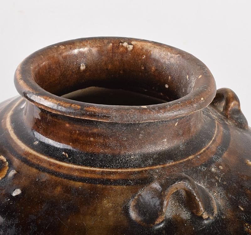 瀬戸焼 古瀬戸 四耳葉茶壷 飾壷 時代箱付 C R4089Cの通販はau PAY