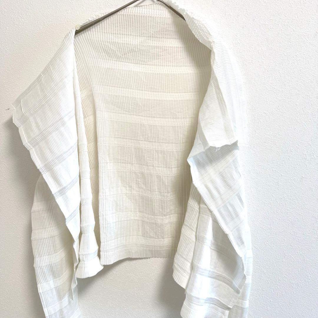 専用 ISSEY MIYAKE プリーツ ホワイト 変形 長袖 カーディガン