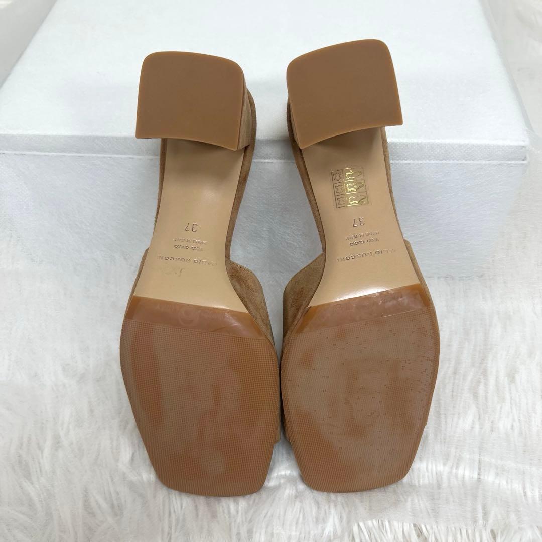 美品♡fabio rusconi スクエアトウミュールサンダル キャメルスェード