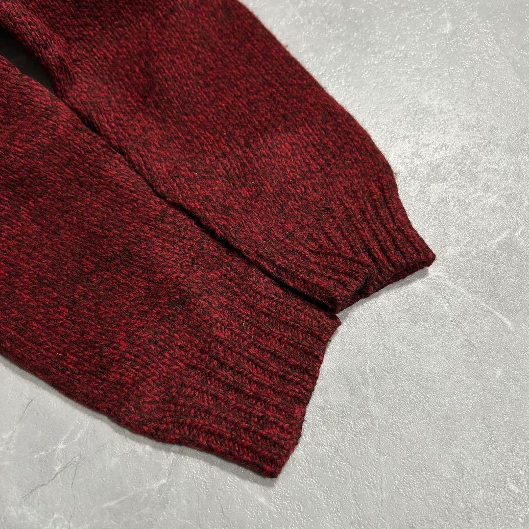 90s L.L.Bean ハーフスナップ ラムウール100 ニット レッド 古着