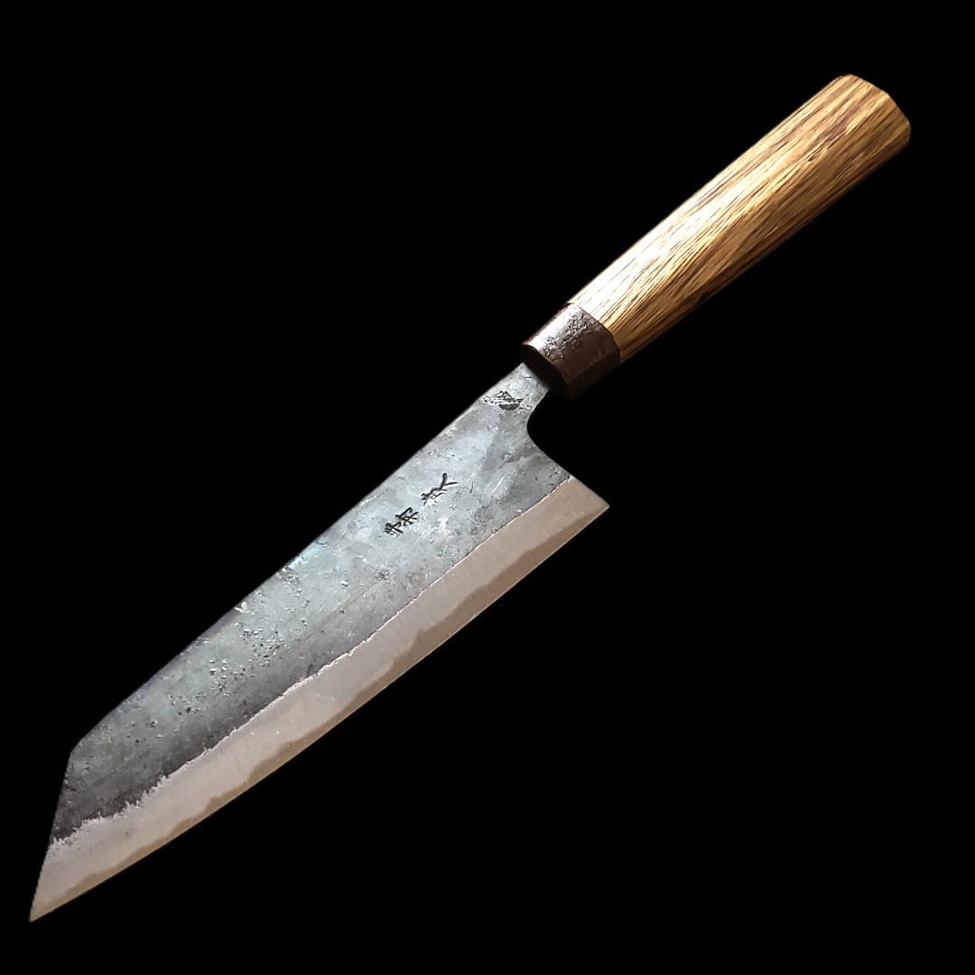 青紙2号 黒打 文化包丁 170㎜ G9396 ベリ柄 手作り 1点物 月光作