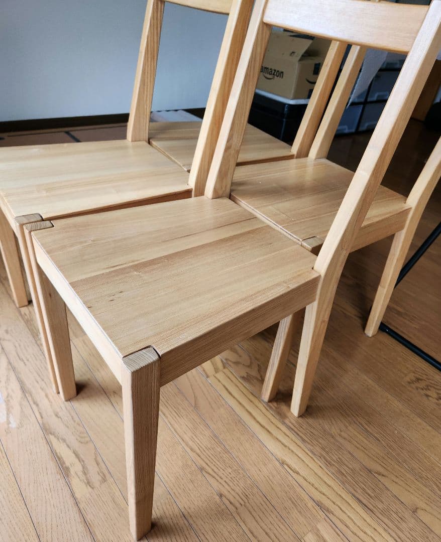 【セット購入②】無印良品★天然木★タモ材★ダイニングチェア4脚セット2脚分★廃盤 ダイニングチェア ダイニングチェアー 2脚セット タモ無垢材 天然木
