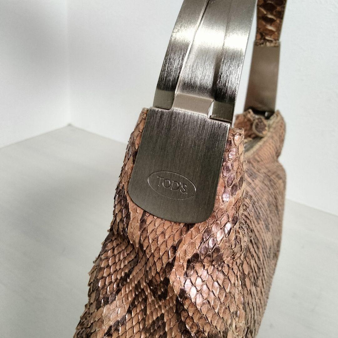 TOD'S パイソン ワンショルダーバッグ レザー ピンクベージュ - メルカリ