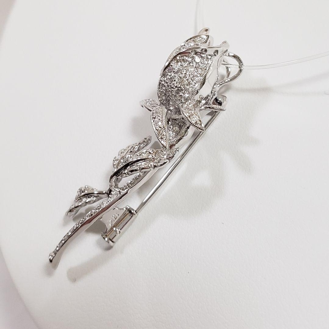 最安値 K18WG 天然ダイヤペントップ兼ブローチ 0.86ct