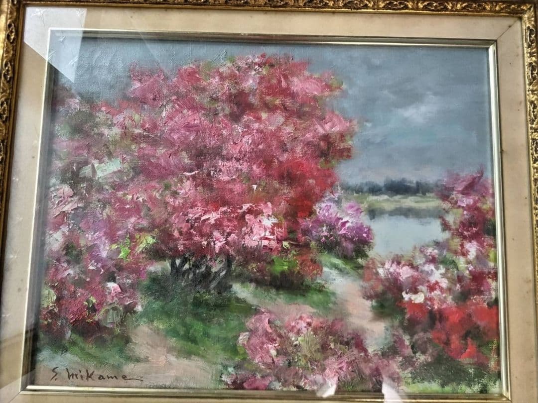 Ichigo Ichigo様専用 三瓶昭蔵 『つつじヶ丘』 1983年作 油彩画 - メルカリ