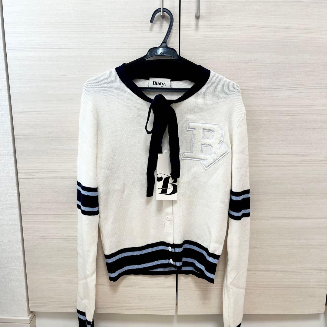 Bibiy B. CLUB TIE CARDIGAN カーディガン ホワイト - メルカリ
