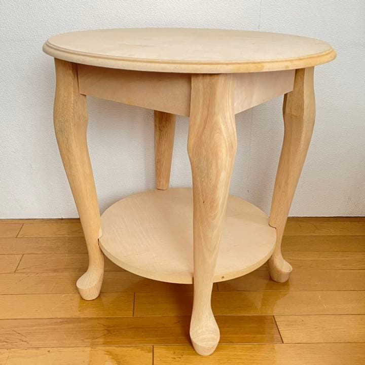 トールペイント 白木 ラウンドエンドテーブル - メルカリ