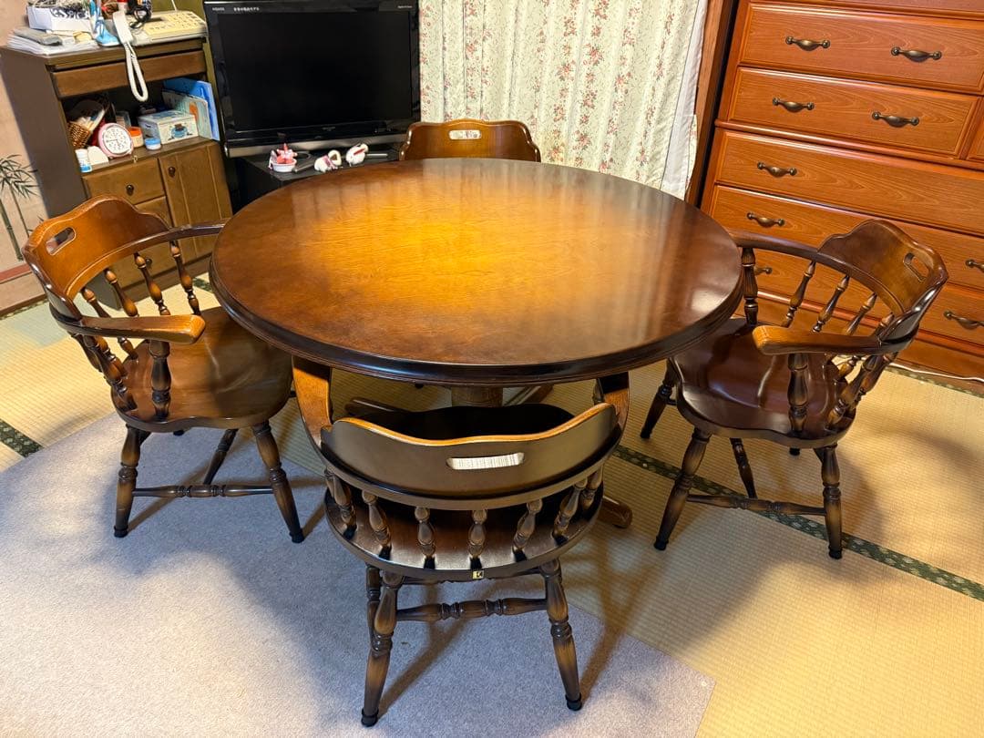 と*ら様 【O-2060】飛騨産業 キツツキ ダイニングチェア 4脚セット 飛騨産業キツツキ / Japan 飛騨産業 スピンドルバック ウィンザー