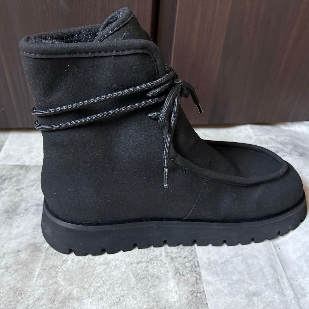 チャールズ&キース ファーブーツ スノーブーツ ショート ブラック 23cm