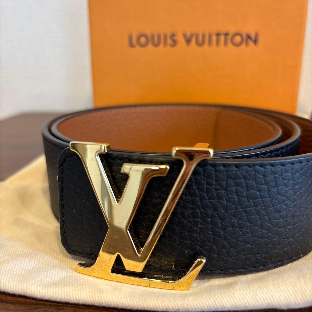LOUIS VUITTON ブラックレザーベルト - メルカリ