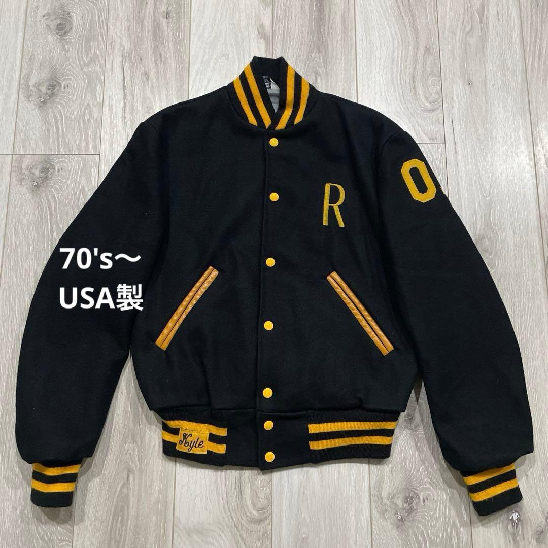 70s 80s USA製 ディアフット DEERFOOT スタジャン 38 中古・古着通販】DEERFOOT (ディアフット) ウールスタジャン ブルー