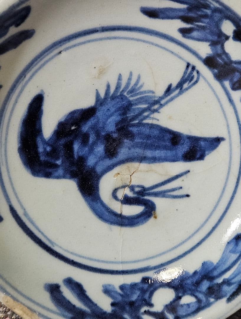 名品古伊万里❗05】江戸時代初期 初期伊万里 染付鶴図 12.8cm皿 - メルカリ