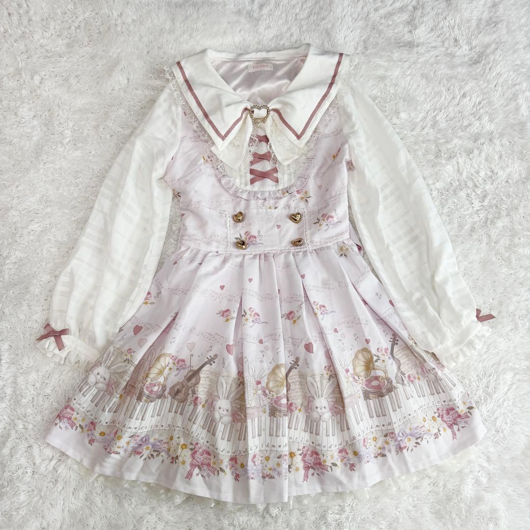 リズリサ】☆美品☆Melody bunny柄ワンピース オリジナル柄 FREE