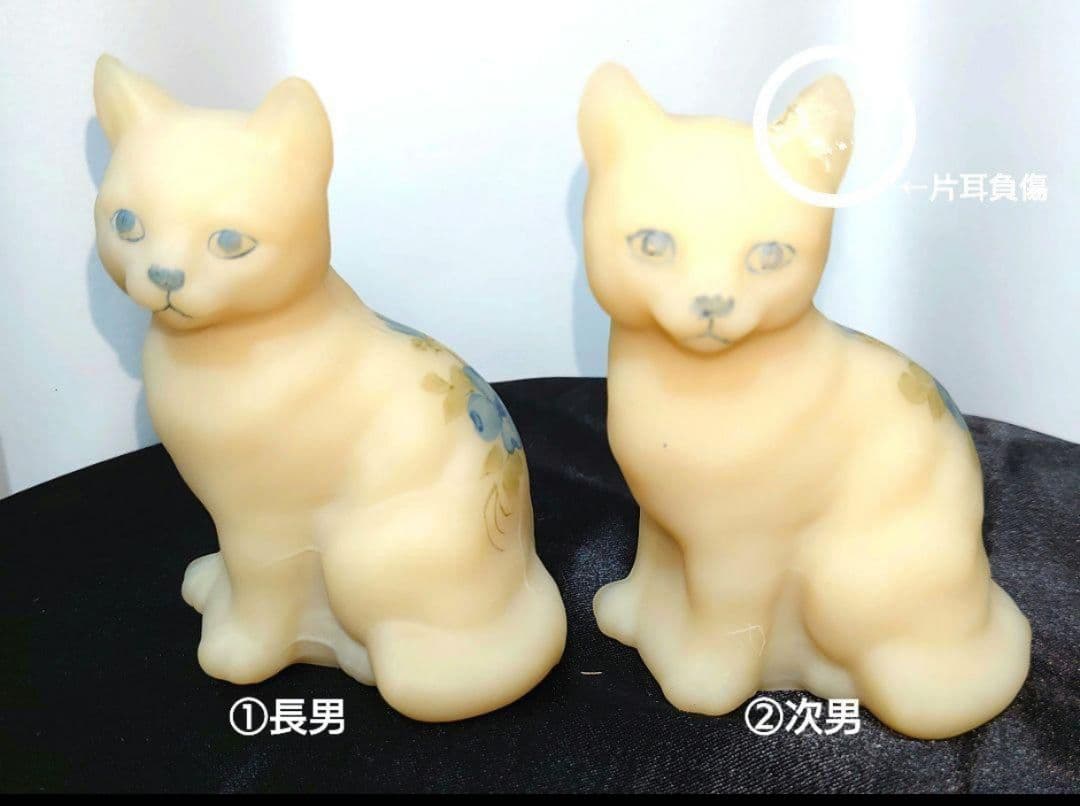 FENTON 花柄 カスタードサテンガラス 2つセット 1匹耳負傷 - メルカリ