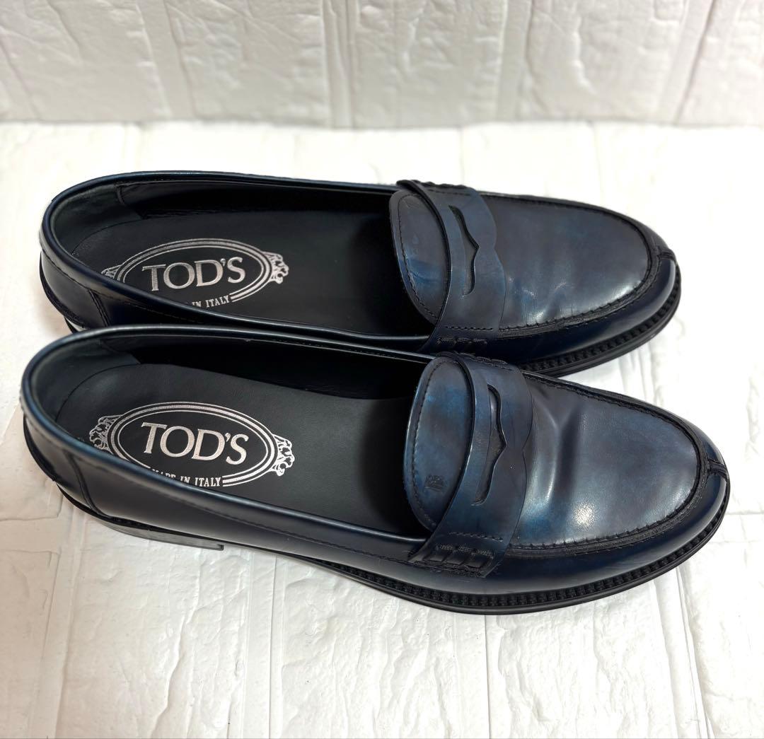 ほぼ未使用TOD'S ダークネイビー レザー ローファー36サイズ jp23