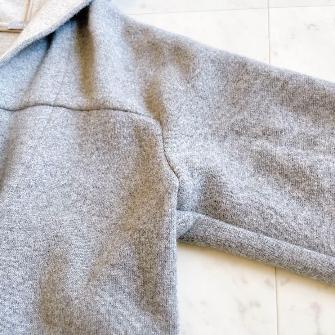 セオリーリュクス ウール混フーデットコート ニット バイカラー 38