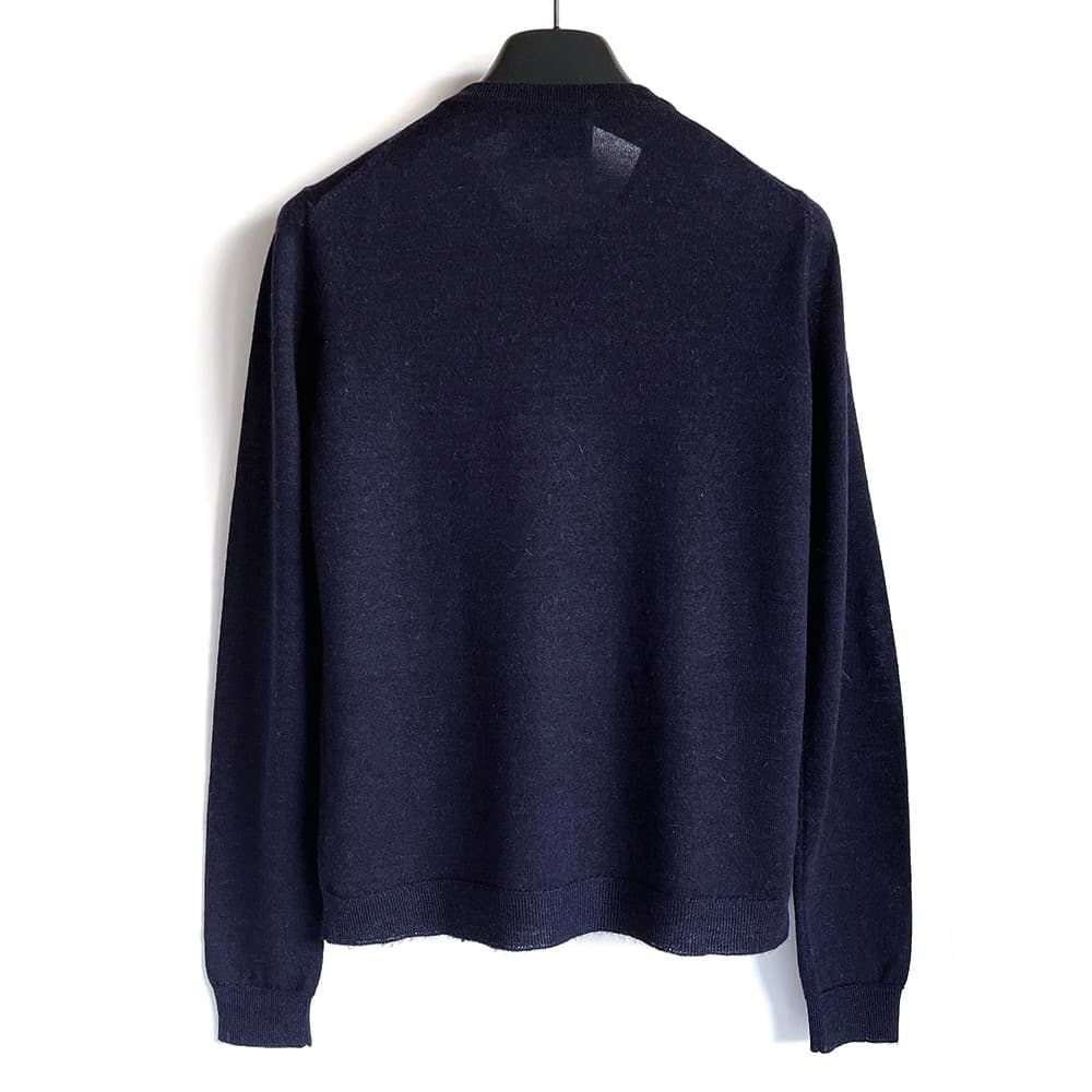 PRADA プラダ*アルパカカーディガン ネイビー 38(S)クルーネックニット