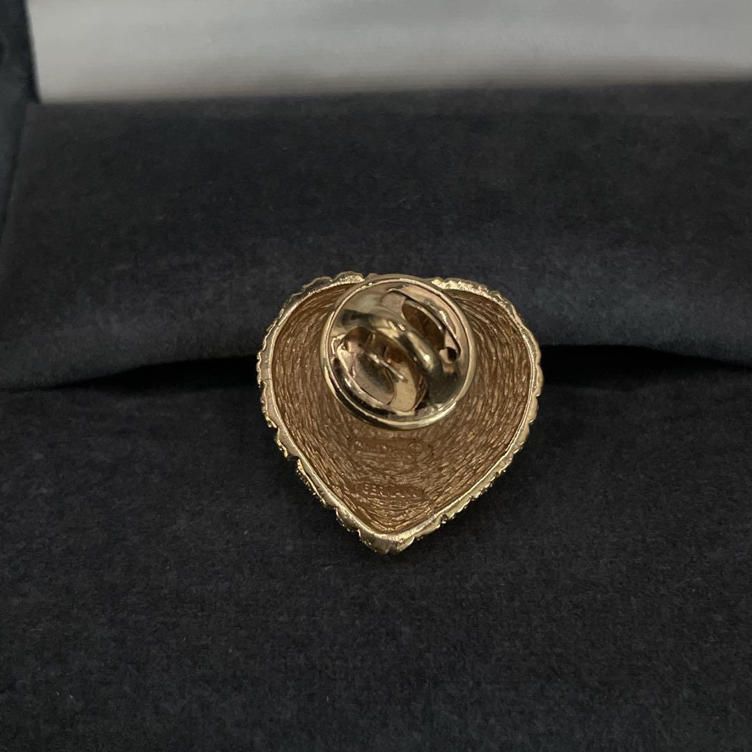 美品 オールド ディオール ピンブローチ ハート 旧エンブレムロゴ