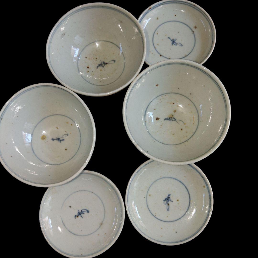 古伊万里 染付蓋茶碗 江戸時代 3客