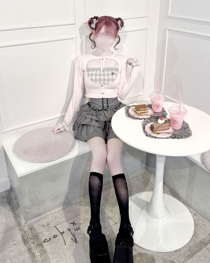 ミシェルマカロン ハニーミュウ ギンガムアンサンブルトップス イモ XS