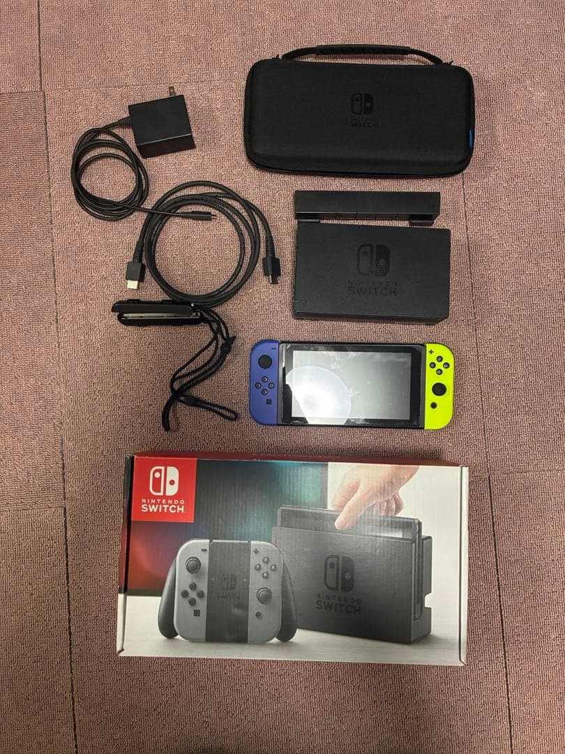 Nintendo Switch 本体 青/黄 充電器・ケース付き