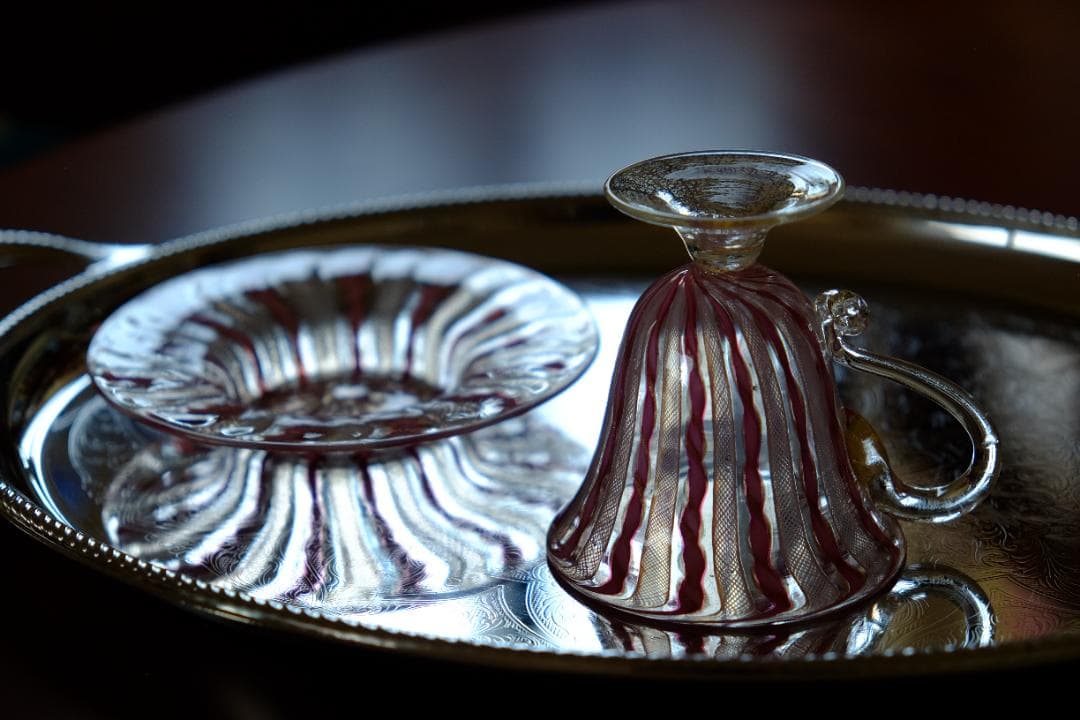 手吹きガラス カップ＆ソーサー レース 舩木倭帆/黒木国昭/藤田喬平