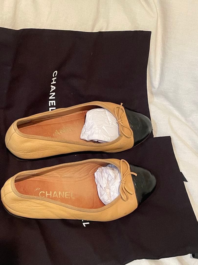 シャネル　バレエシューズ　38 24.0cm ベージュ chanel