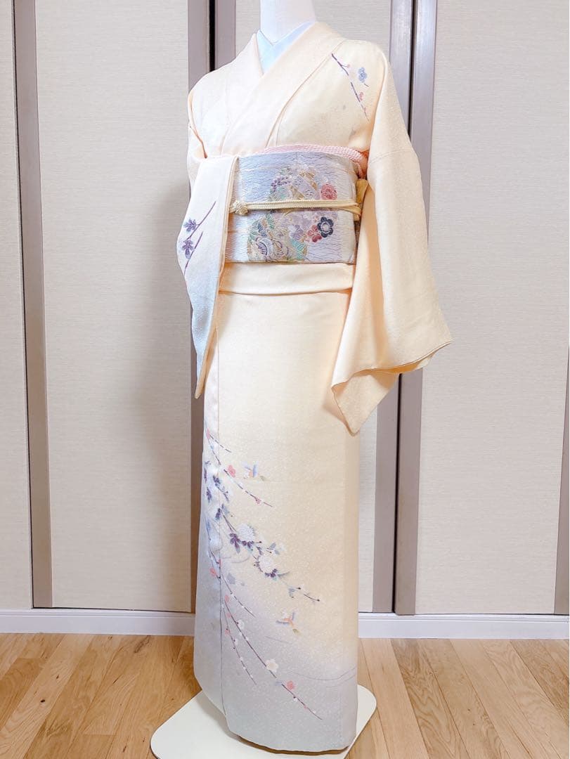 美品 訪問着 さが美 フルセット 裄66 友禅 卒業式 入学式 M S 鳥 黄色