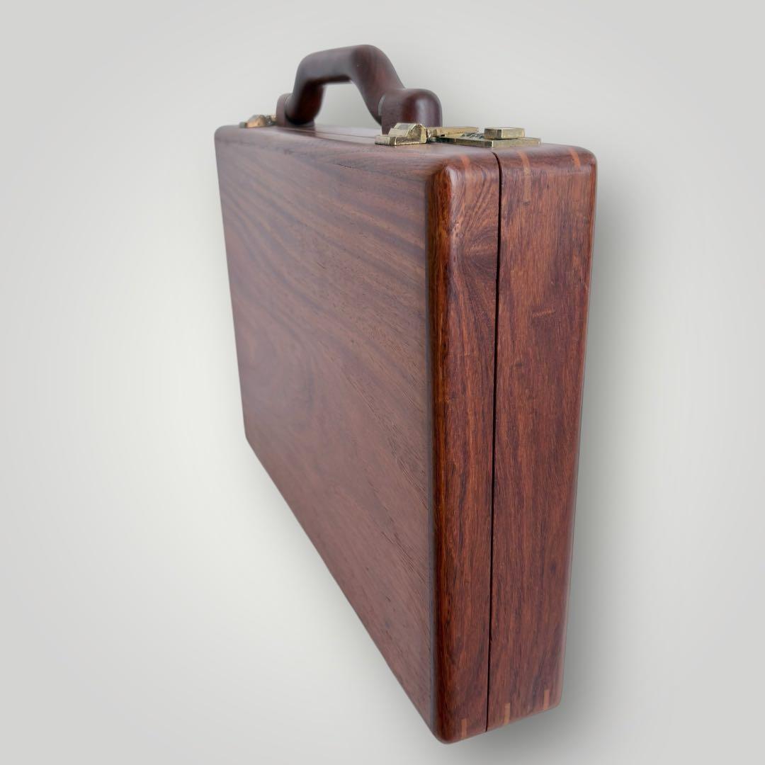 PRESTO アタッシュケース 木製 ダイヤルロック式 ブラウン ビジネス