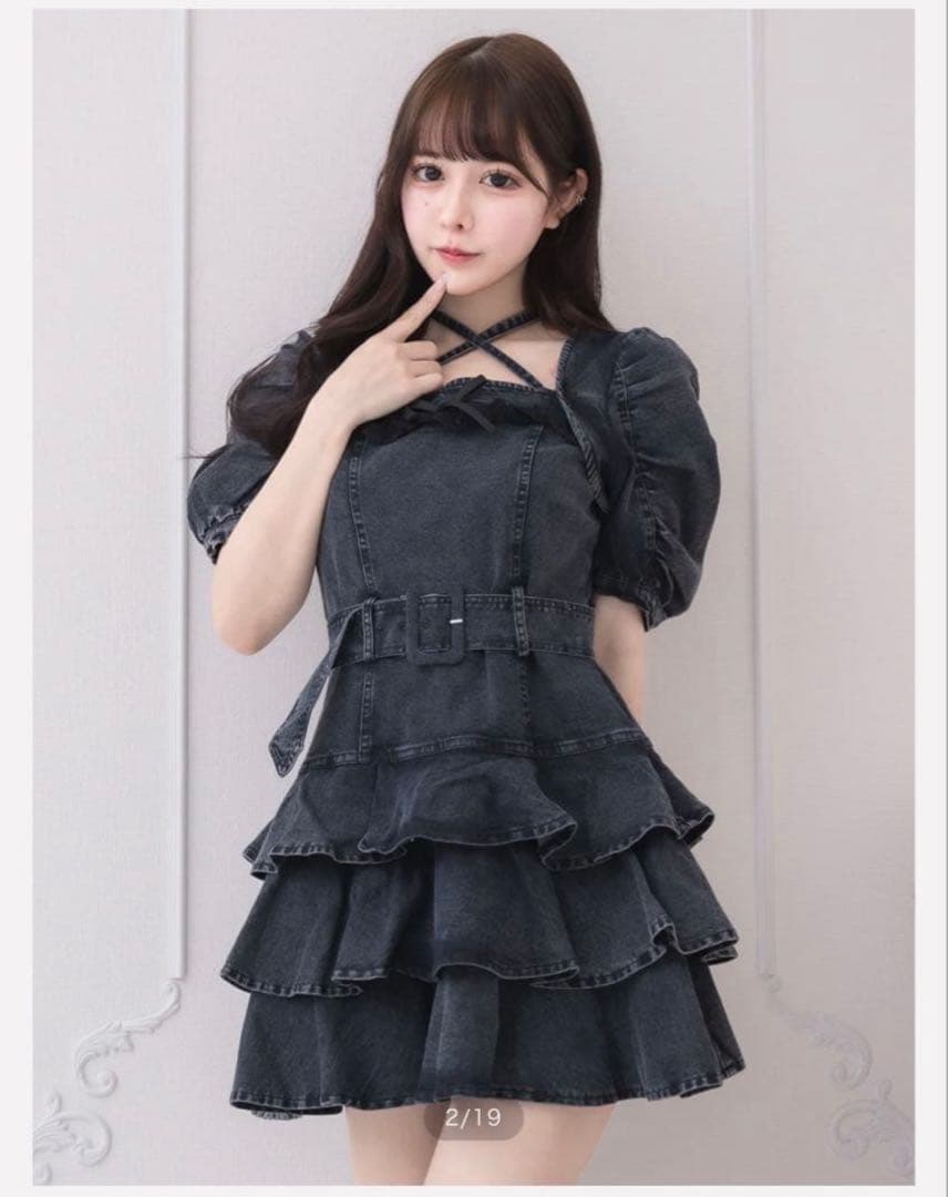 pium ティアードフリルミニワンピース ブラック レースフリルティアードミニワンピース – pium