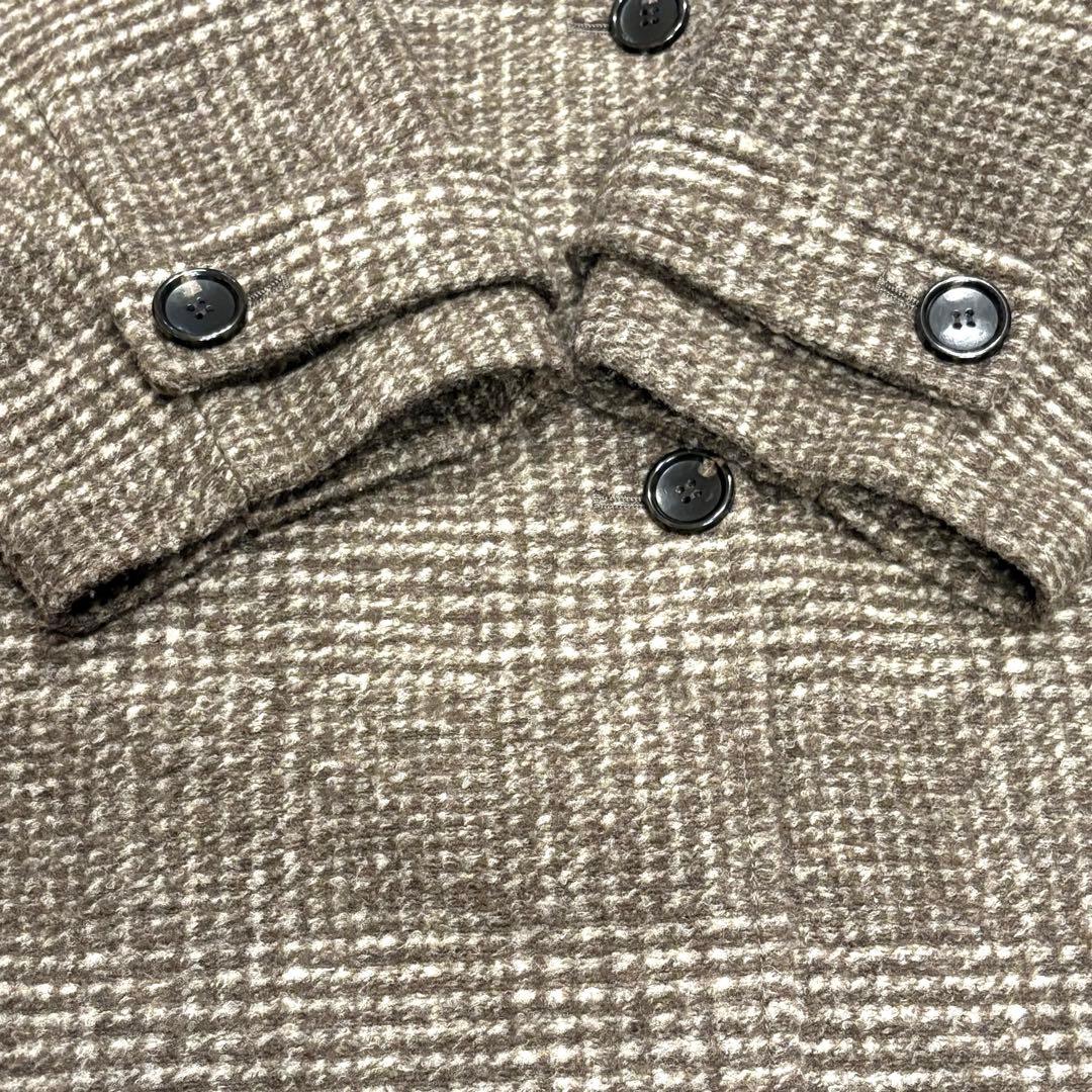 スピックアンドスパン Wスライバーチェックハーフコート ブラウン 38