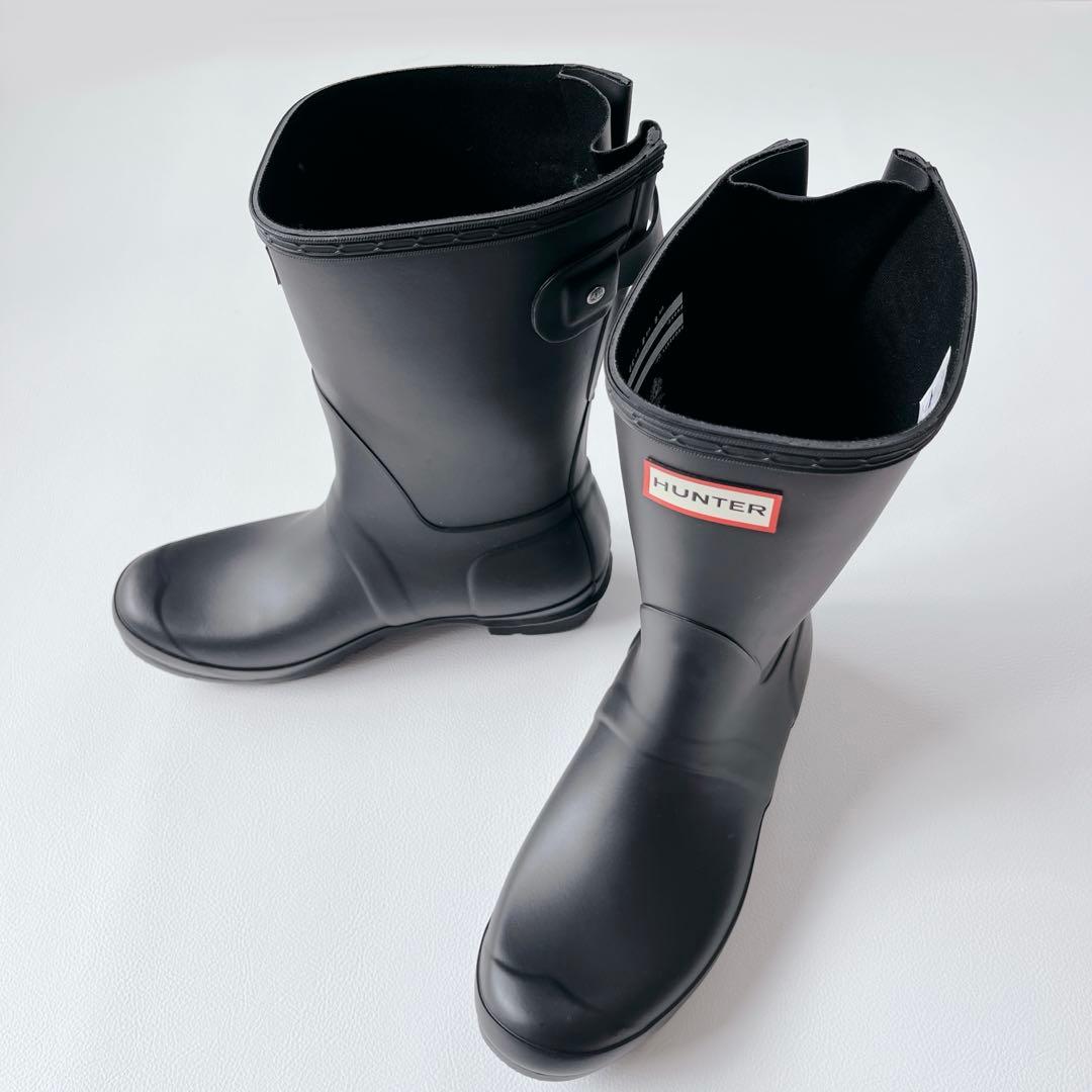 未使用級✨HUNTER レインブーツ ラバー 黒 UK6 ベルト - メルカリ