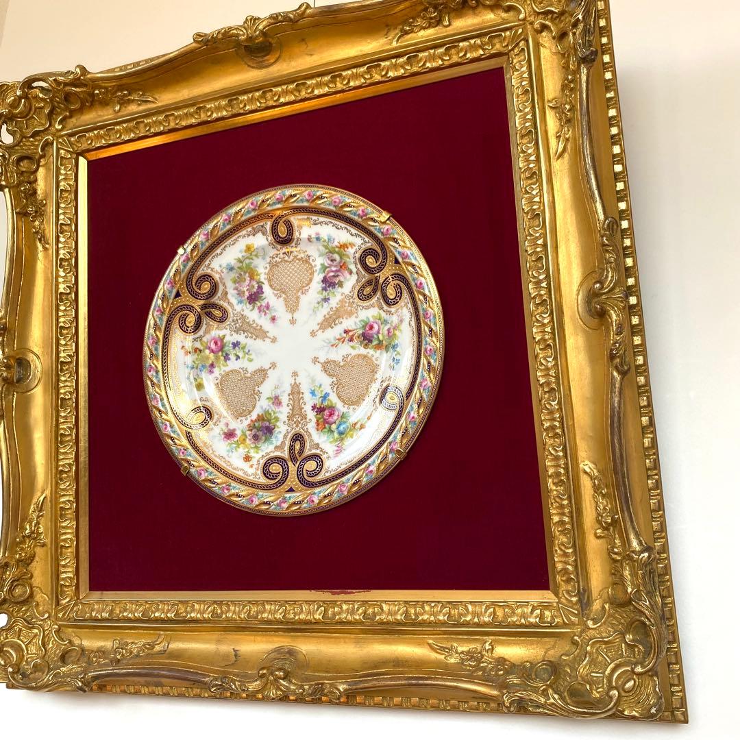 ビンテージ CAULDON コウルドン 花柄陶器皿 壁掛 アート 額縁