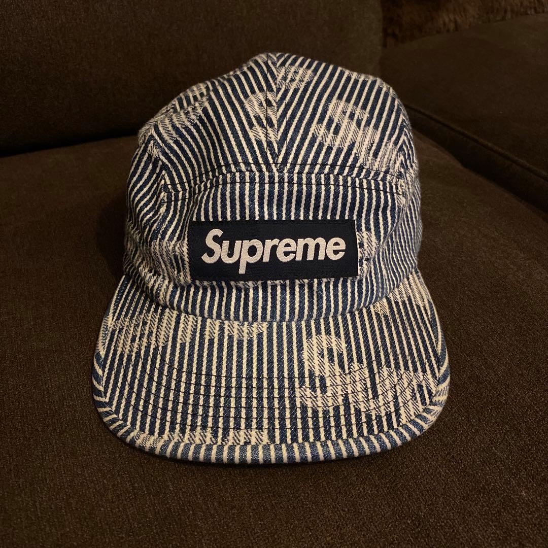 Supreme ストライプキャップ ネイビー - メルカリ