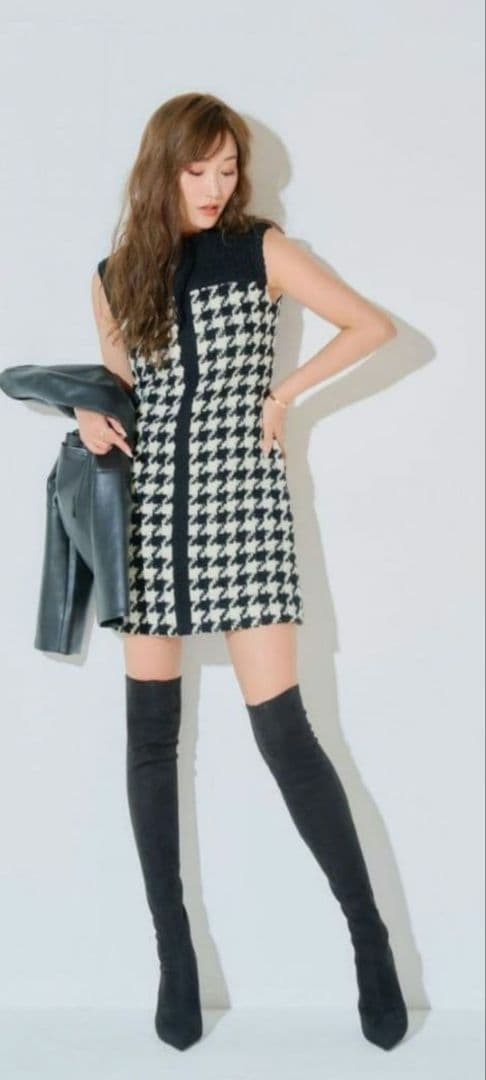 【値下げ】sheller シェリエ ハウンドトゥースツイードドレス sheer x tweed ruffle mini dress – shéller / シェリエ