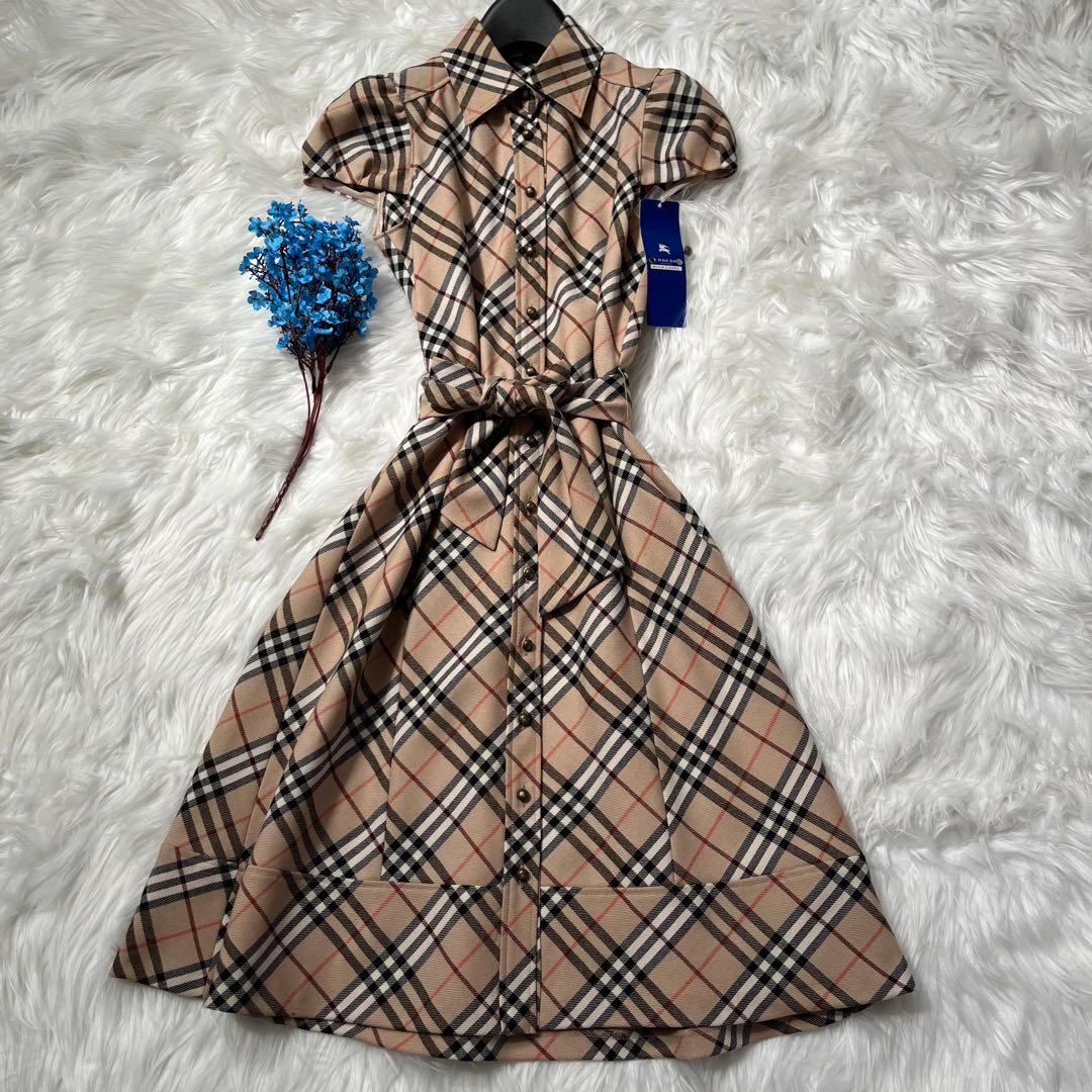 バーバリーブルーレーベル 半袖 ワンピース ノバチェック 襟付き A