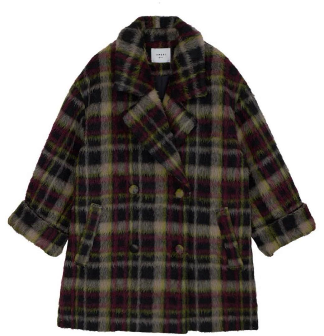 AMERI ADORABLE SHAGGY CHECK COATブラック S - メルカリ