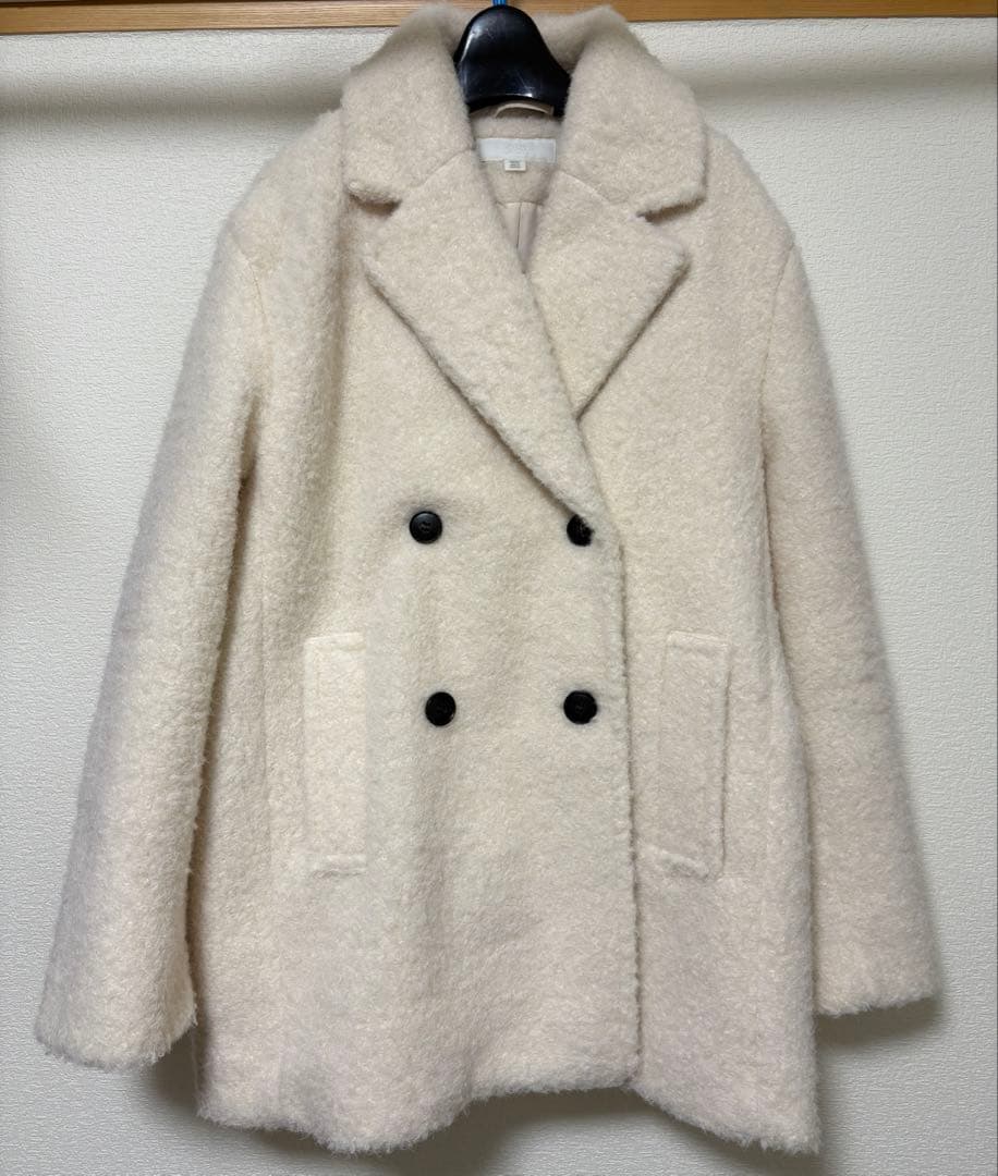 ZARA ブークレダブルブレストミディ丈コート エクリュ - メルカリ