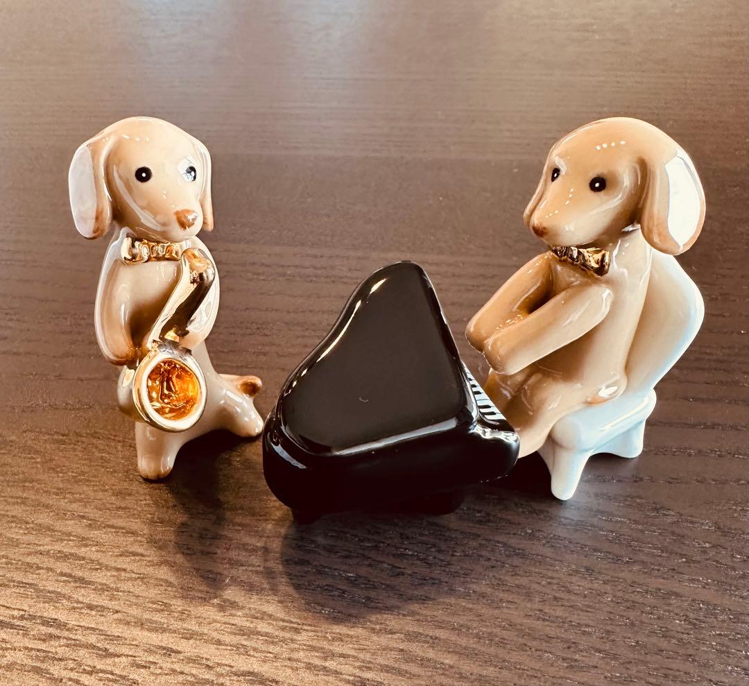 ダックスフンド オーケストラ 音楽隊 陶器置物 犬 2個セット - メルカリ