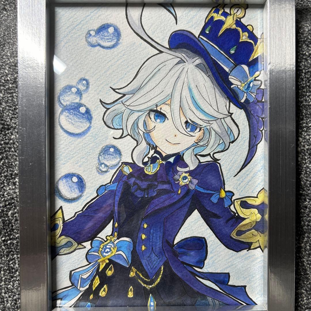 原神 フリーナ 手描きイラスト ファンアート - メルカリ