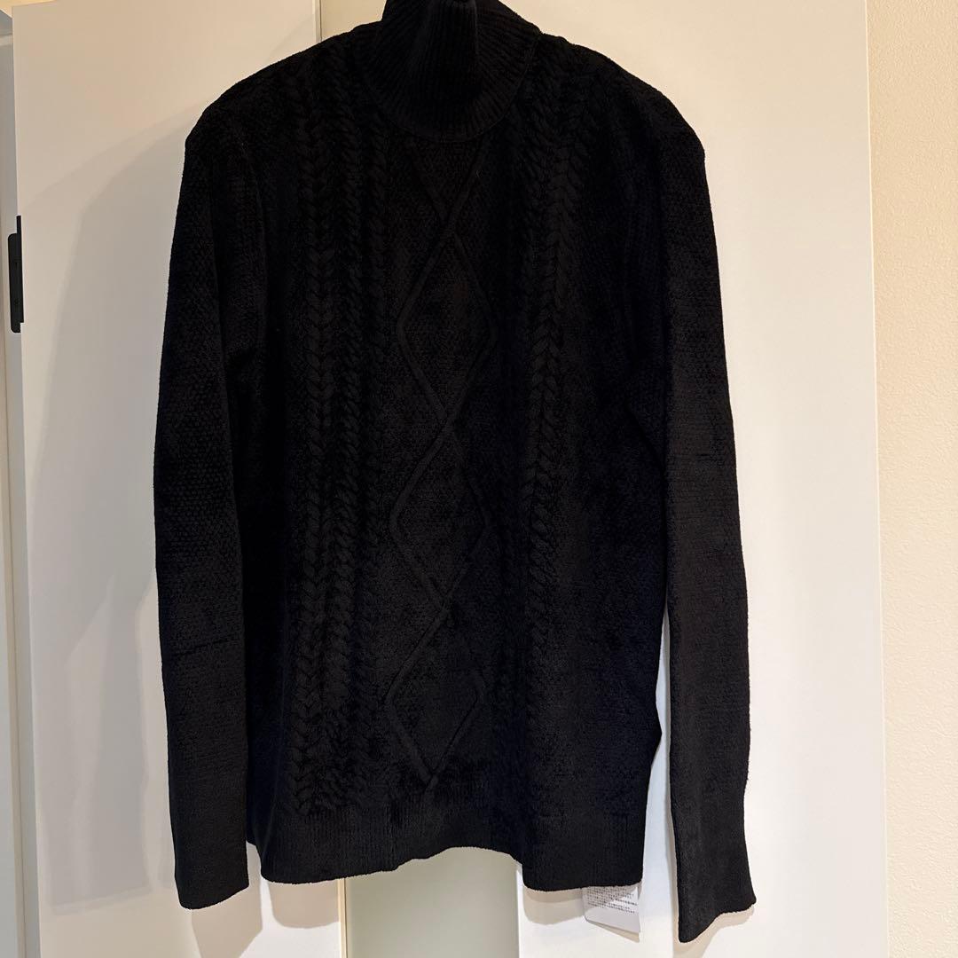 新品 佐藤健 ABYTS】ケーブルニット タートルネック サイズ2 Mブラック
