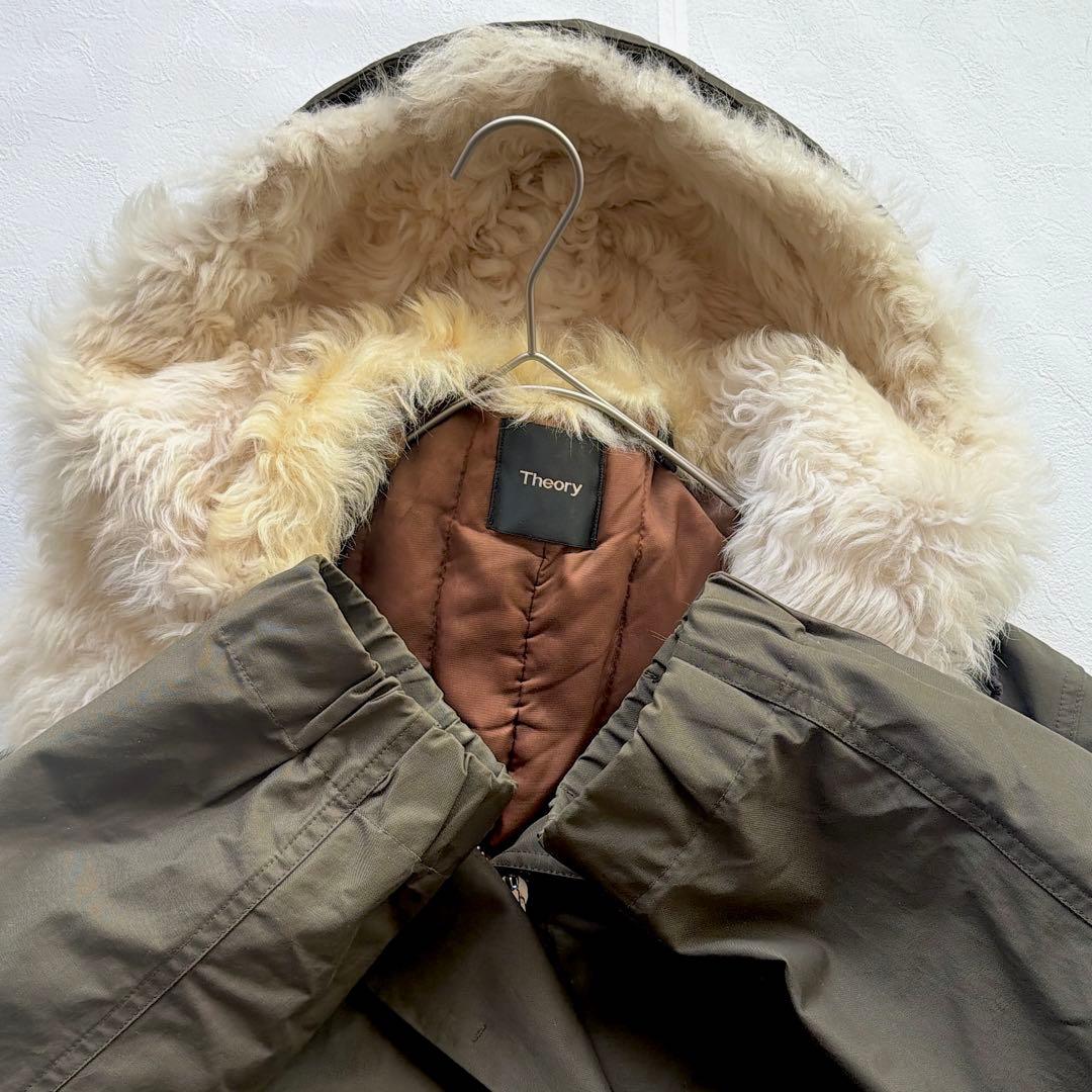 Theory セオリー リアルファー付き モッズコート S カーキ 中綿