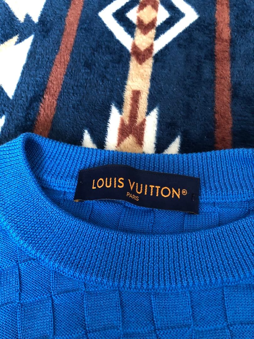 美品 ルイヴィトン ダミエ ニット セーター ブルー 青 HJN40W M - メルカリ