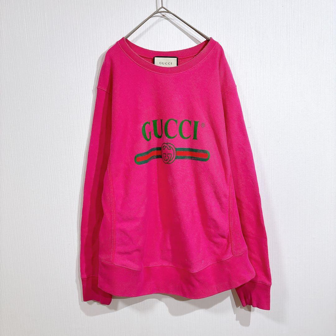 GUCCI グッチ インターロッキング　ヴィンテージ　ロゴプリント ユーズド加工 グッチ ヴィンテージ ラウンドファスナー ロゴ プリント インター