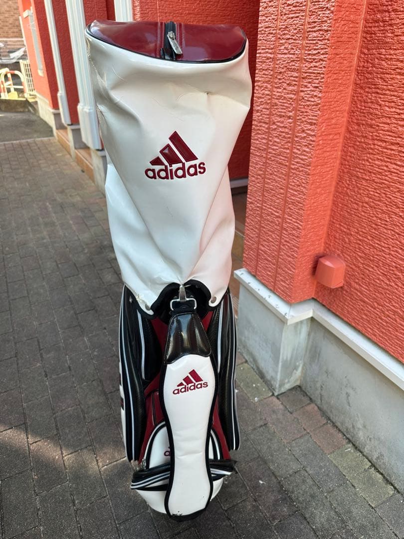 adidas キャディバッグ ホワイト/レッド - メルカリ